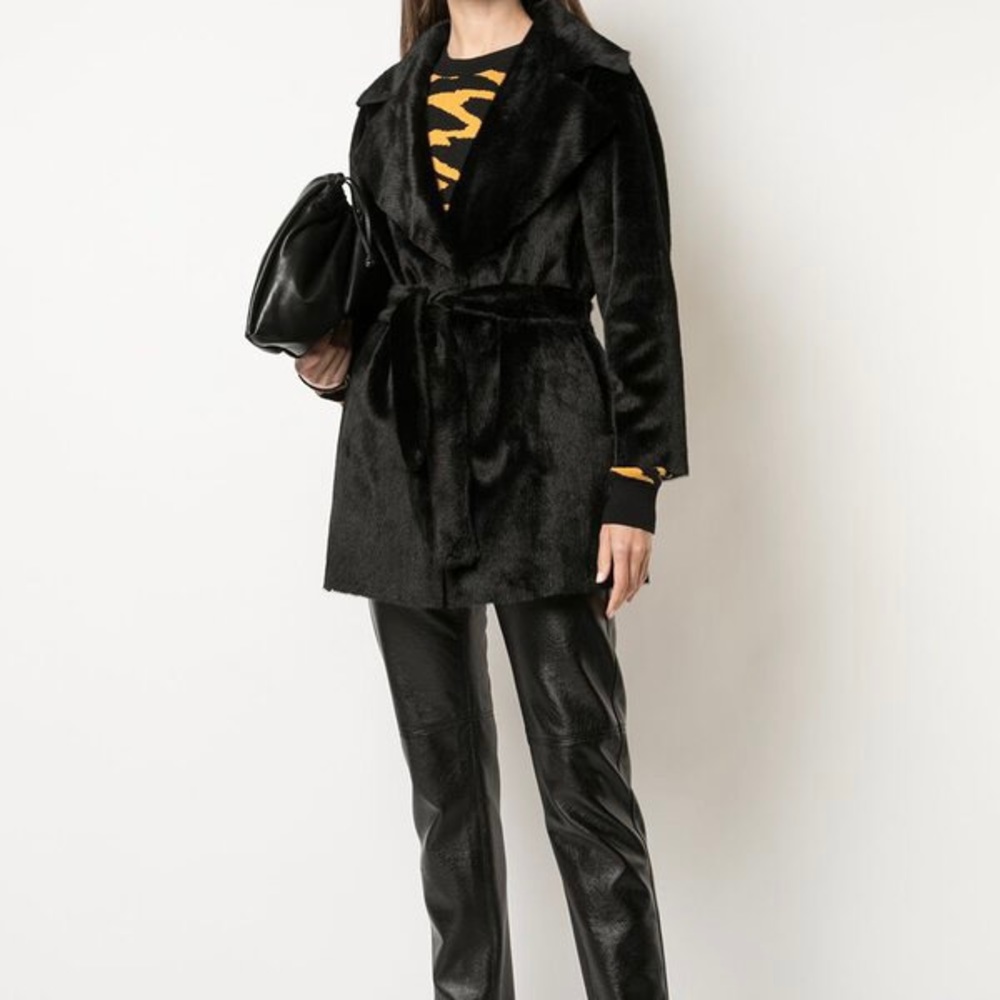 NWT Apparis Marine Faux Fur Reversible Wrap Jacket Black